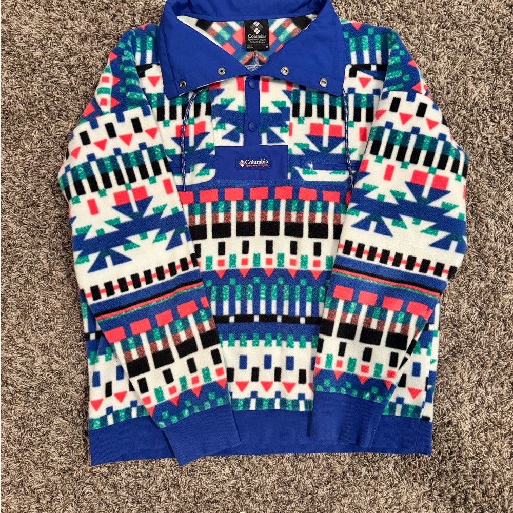 Columbia Retro Style Men's Multicolor Patterned Sweater